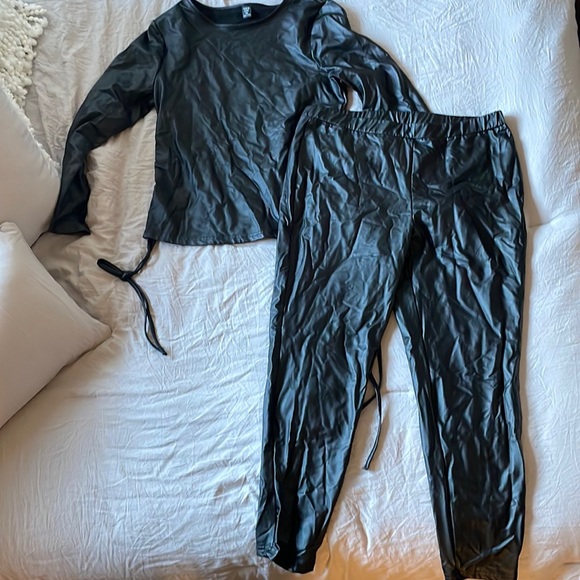 Faux leather stretch two piece. - Picture 1 of 2